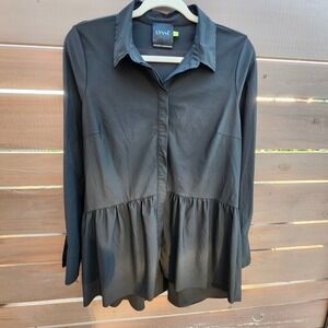 Lysse Poet Peplum Blouse Nylon Button Down Wimsigoth Goth Grunge Dark Academia